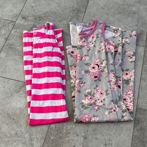 Lot of 2 dresses-Pink and Gray Striped & floral girls Casual Dresses